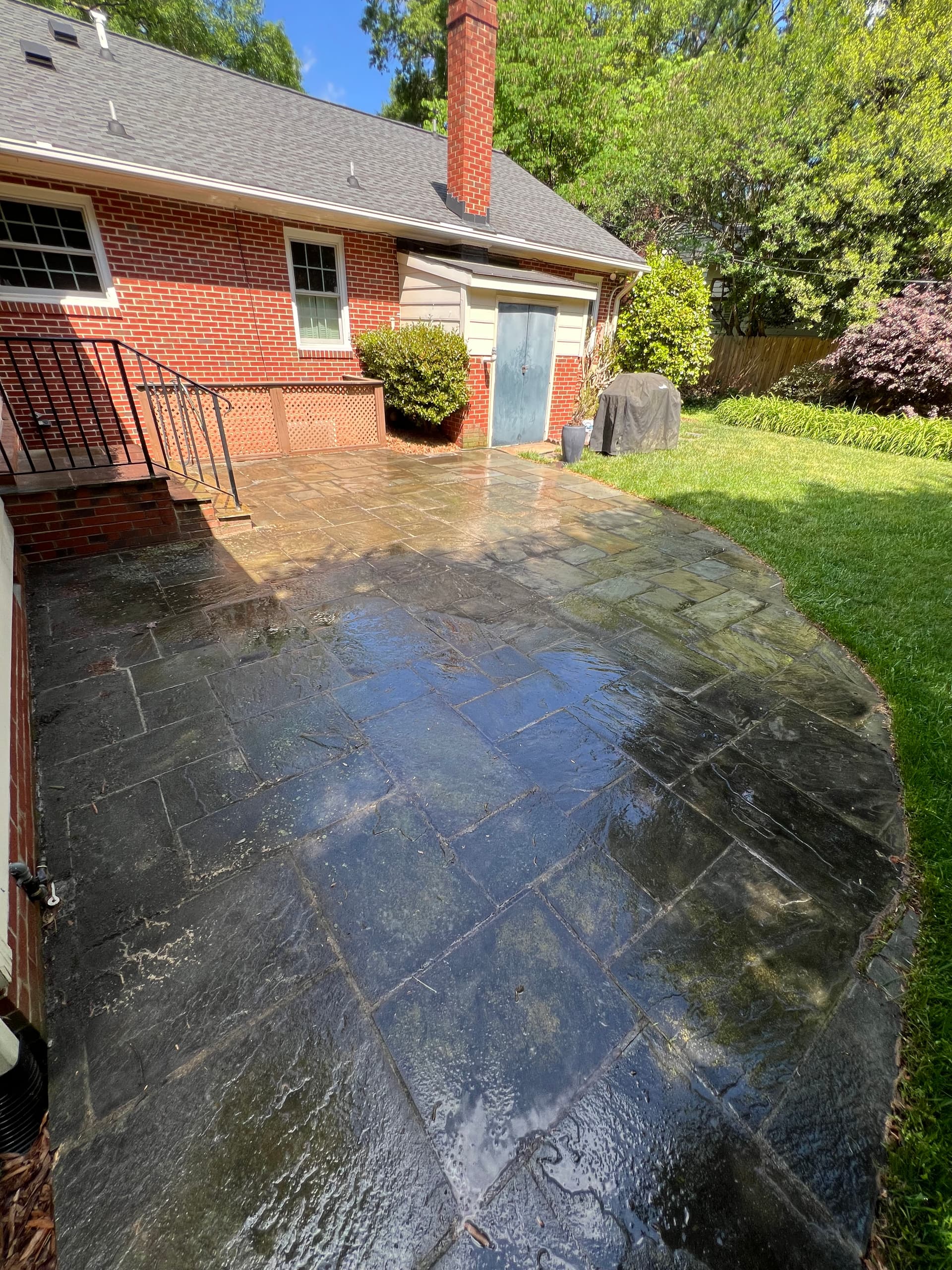 Bluestone Patios, Concrete Driveway and Paver Sidewalk Cleaned in Richmond image